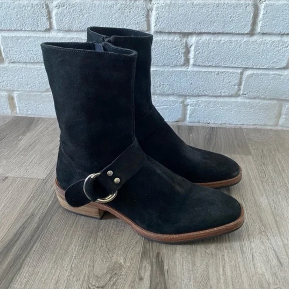 Free People Vienna Leather Harness Suede Ankle Boot in Black